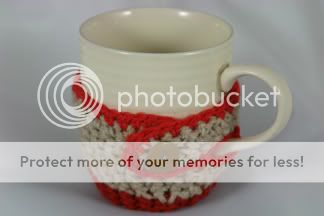 hand knitted cosy coaster