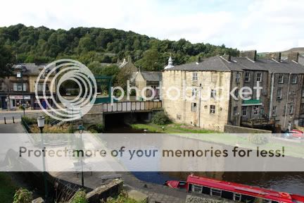 looking down on Todmorden town centre, canal and lock no. 19