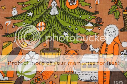 Vintage tea towel with Christmas scene